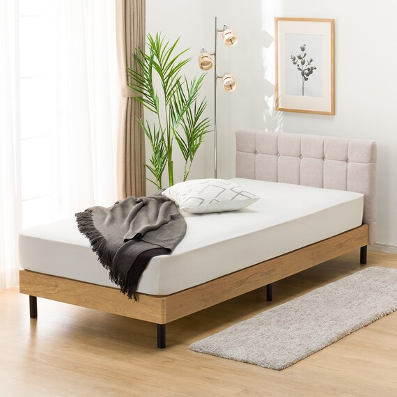 布張りヘッドボード付きシングルすのこベッドフレーム(PD101 LGY/LBR) 1枚目画像