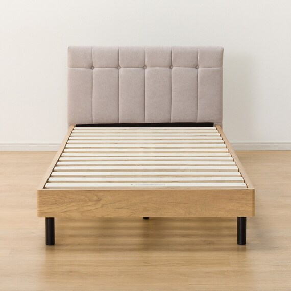 布張りヘッドボード付きシングルすのこベッドフレーム(PD101 LGY/LBR) 6枚目画像