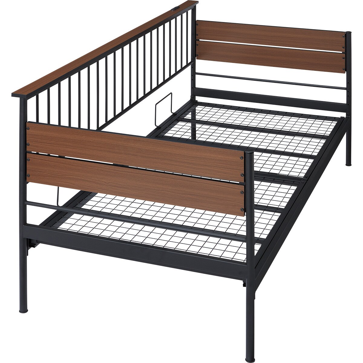 デイベッド(CL401 ステイン 小棚・コンセント付き BK/MBR) | ニトリ