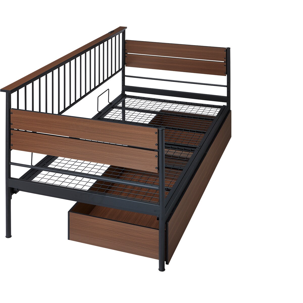 デイベッド(CL401 ステイン 小棚・コンセント付き BK/MBR) | ニトリ