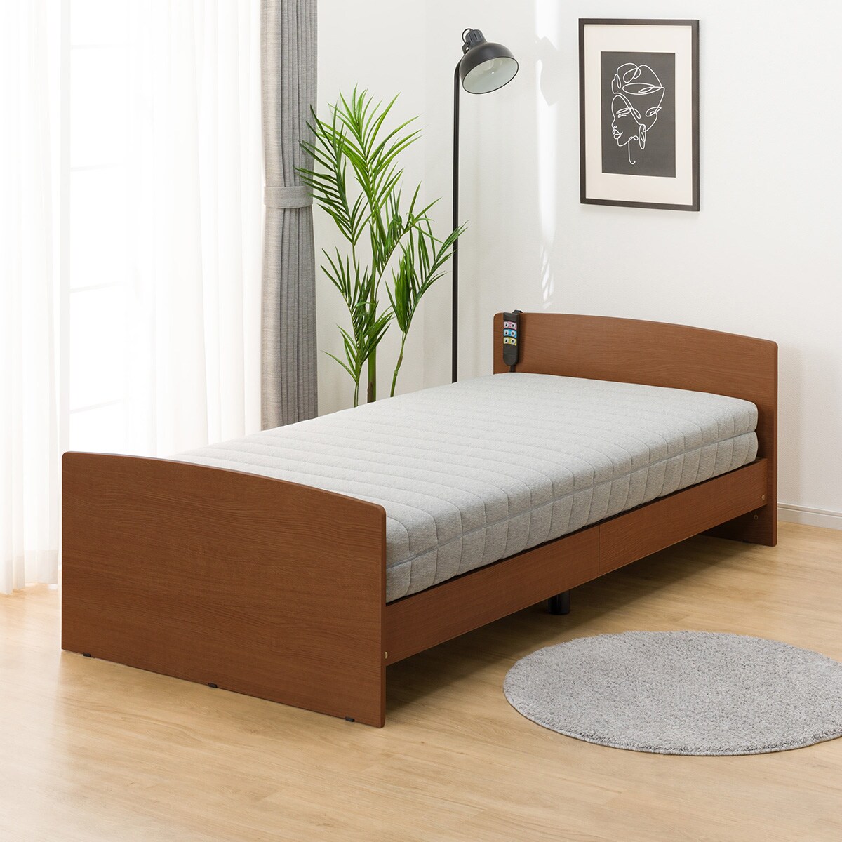 非課税】電動シングルベッドフレーム+マットレスセット(ライズ3 2M-F