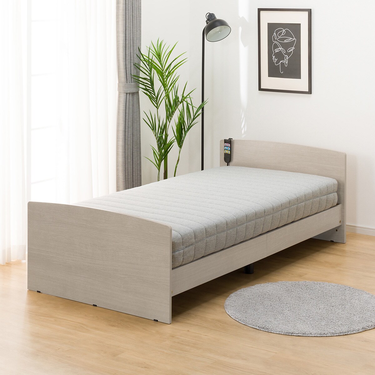 非課税】電動シングルベッドフレーム+マットレスセット(ライズ3 2M-F