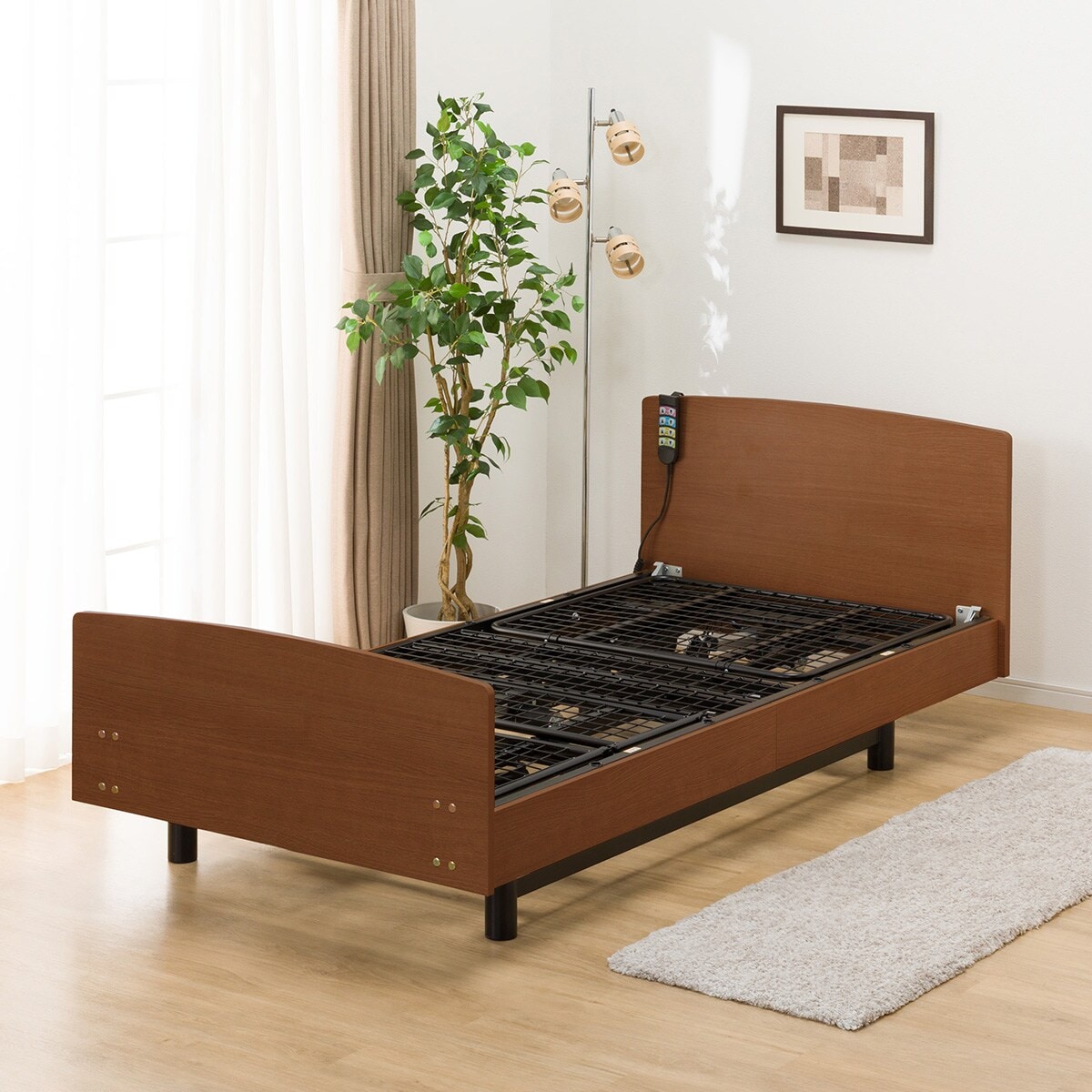 非課税】電動シングルベッドフレーム+マットレスセット(ライズ3