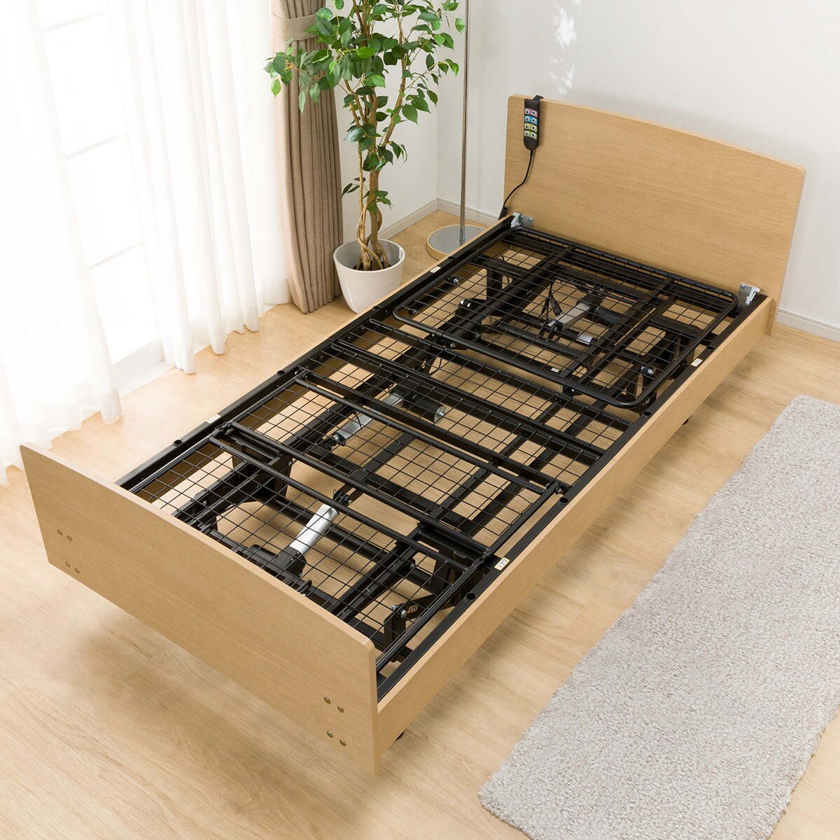 非課税】電動シングルベッドフレーム+マットレスセット(ライズ3 3M-F