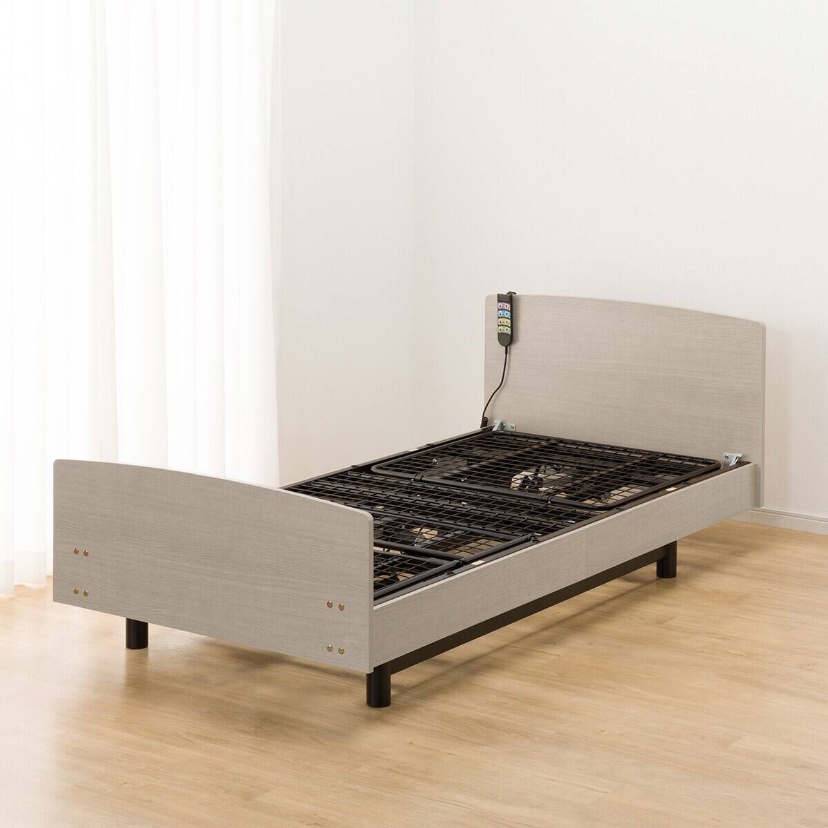 非課税】電動シングルベッドフレーム + マットレスセット(ライズ3 3M-F