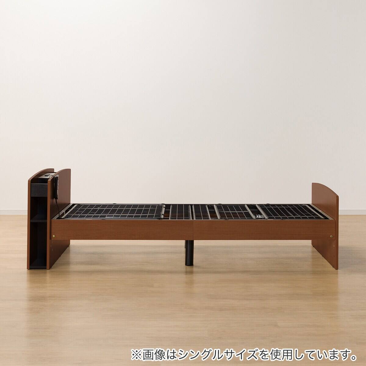 電動ベッドフレーム セミダブル (ライズ3 2M-C キャビネットタイプ 棚