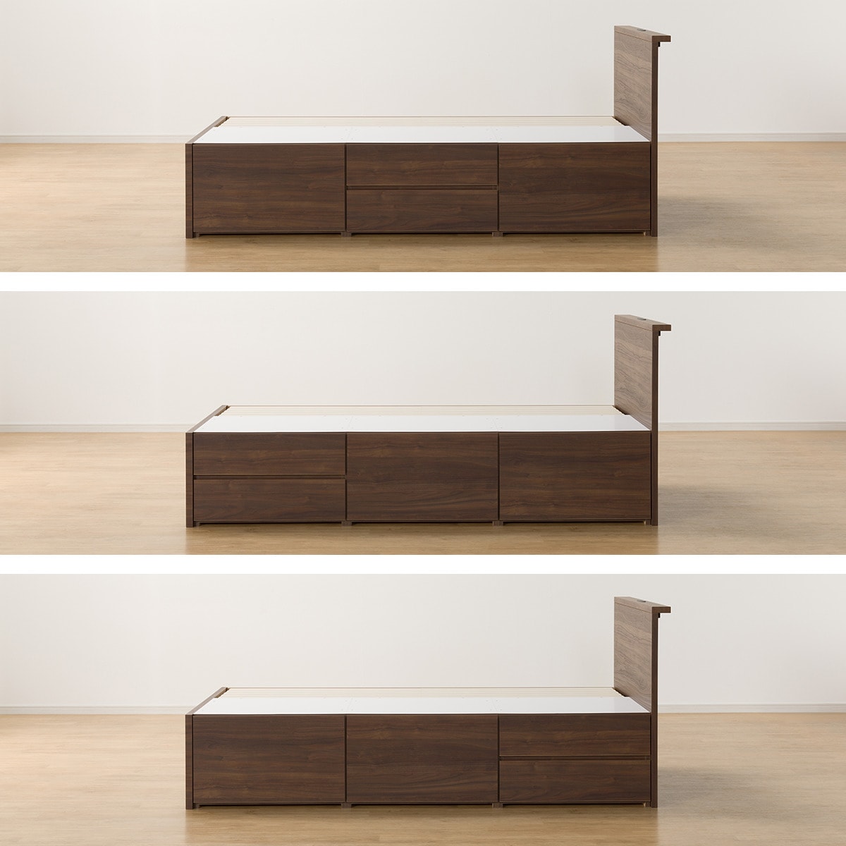 すのこシングル棚・コンセント付きチェストベッドフレーム(N-ジオT