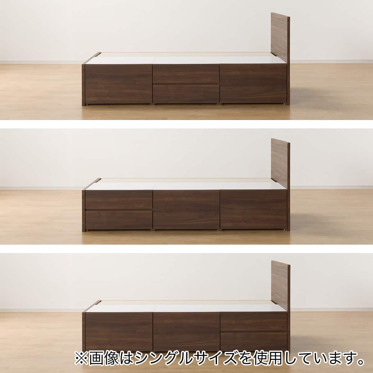 大容量収納付き】チェストベッド + マットレスセット ダブル (N-ジオF