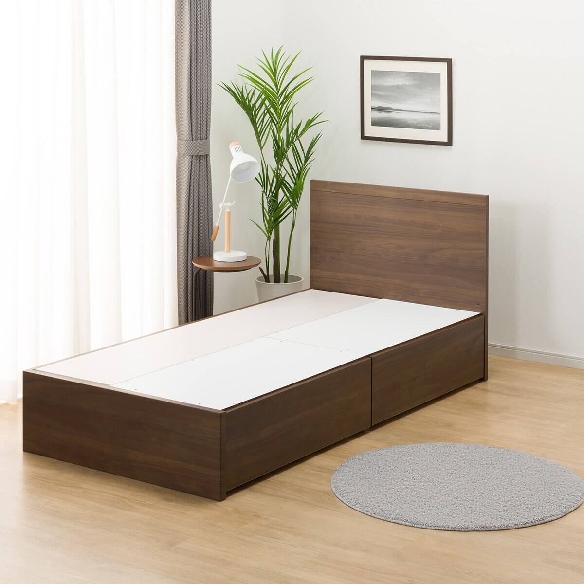シングル収納付きベッドフレーム NS-001 ダークブラウン シングル 収納付きベッドフレーム(NS-001 深型/床板 MBR) | ニトリ