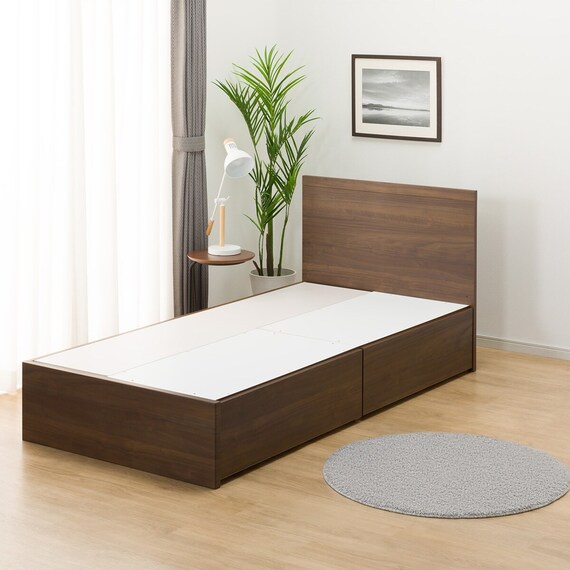 収納付きベッドフレーム シングル フラットタイプ (NS-001 DR31 引き出し付き 深型 床板 MBR2) 5枚目画像