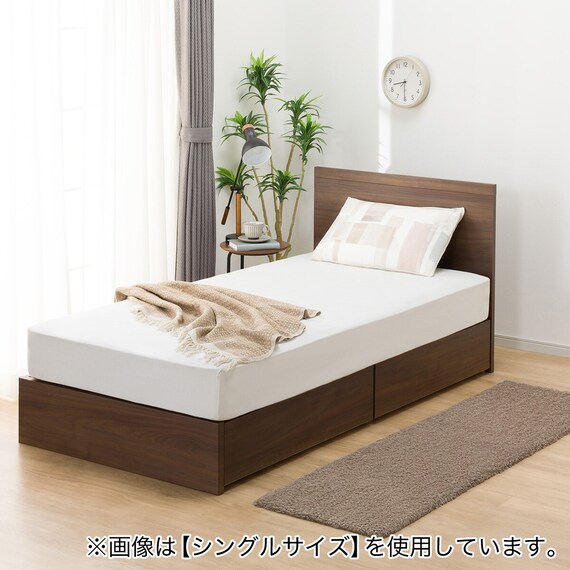 収納付きベッドフレーム セミダブル フラットタイプ (NS-001 DR25 引き出し付き 床板 MBR2) 3枚目画像