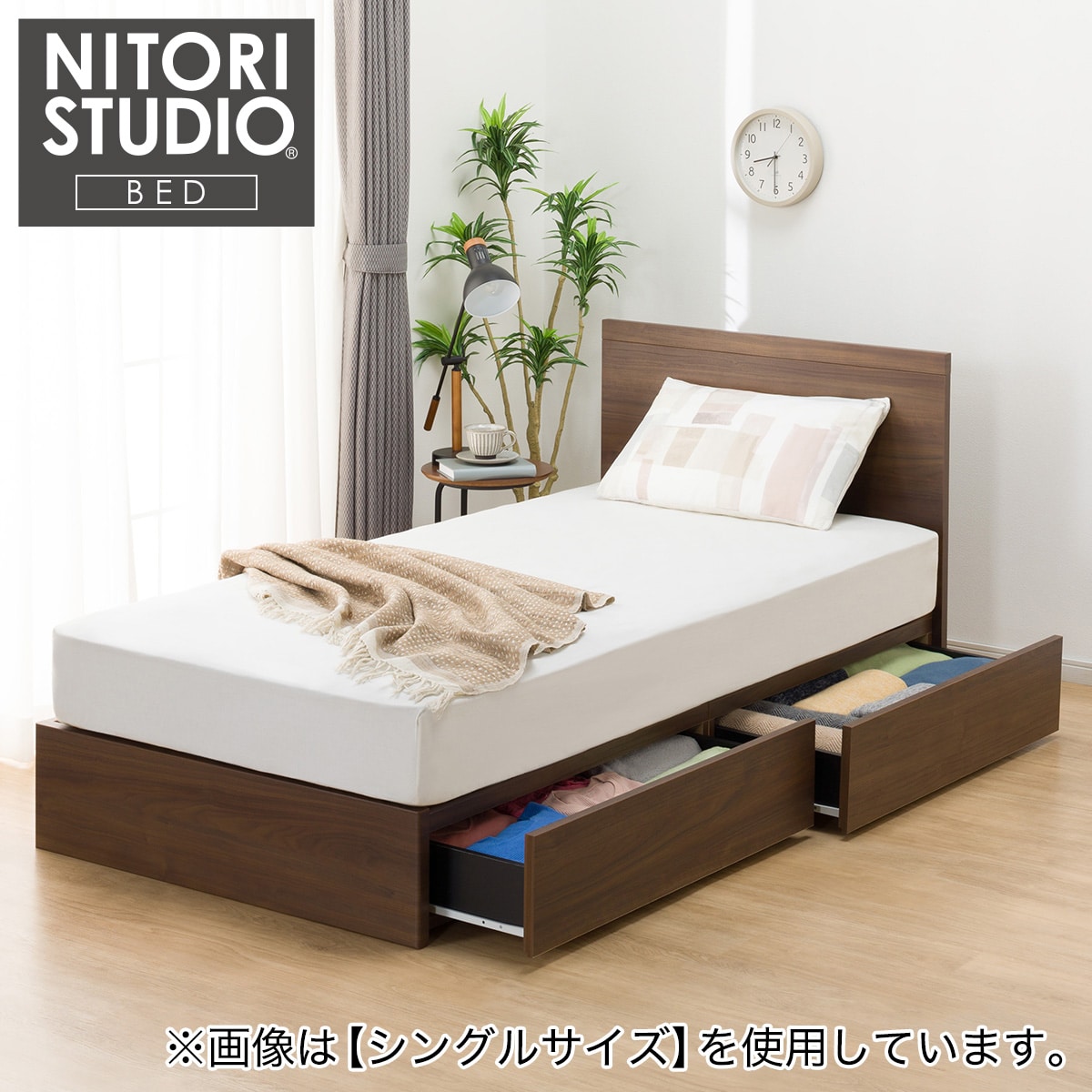 直接引取のみ★ニトリ収納付きクイーンサイズベッド★フレームホワイト★マットレス付 クイーン 収納付きベッドフレーム(NS-001 浅型/床板 MBR) | ニトリ