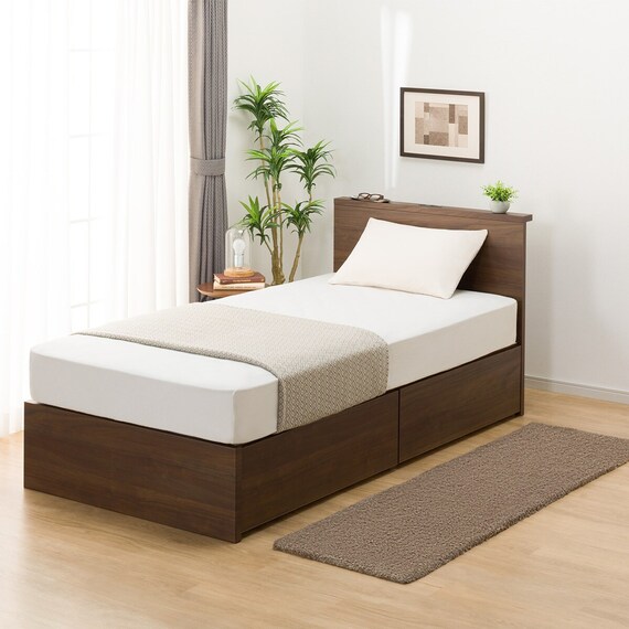 収納付きベッドフレーム シングル 棚付きタイプ (NS-002 DR31 引き出し付き 深型 床板 MBR2) 4枚目画像