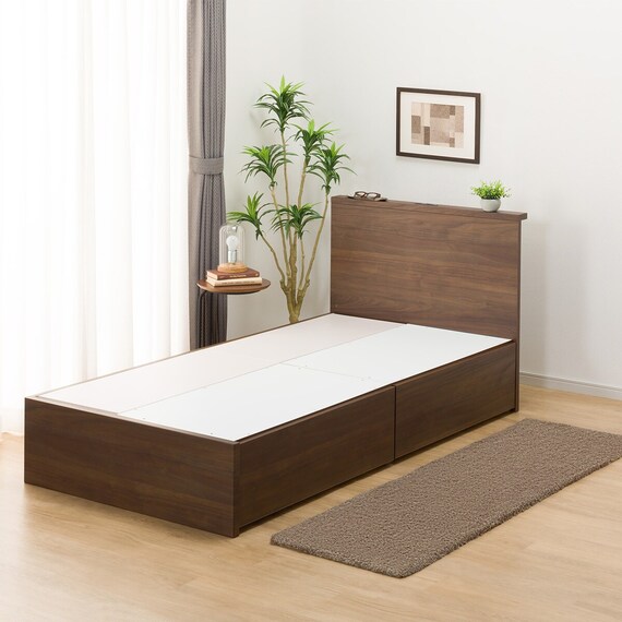 収納付きベッドフレーム シングル 棚付きタイプ (NS-002 DR31 引き出し付き 深型 床板 MBR2) 6枚目画像