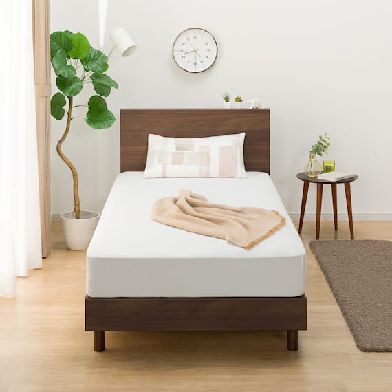 セミダブル ミニ棚付きベッドフレーム(NS-002 LEG/LOW すのこ MBR) 6枚目画像