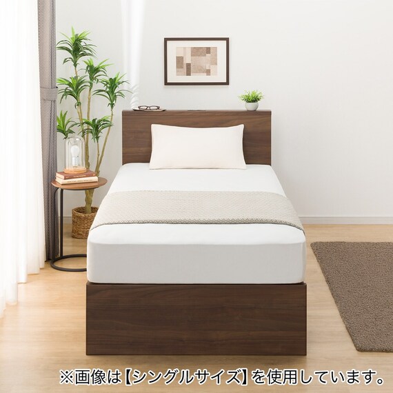 収納付きベッドフレーム セミダブル 棚付きタイプ (NS-002 DR31 