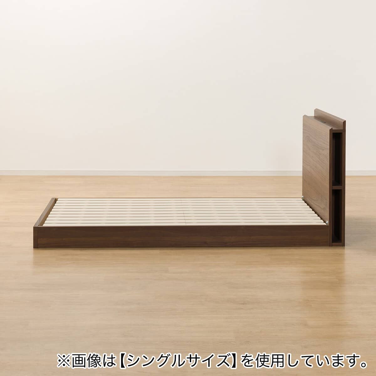 ベッドフレーム ダブル 棚・サイド収納付きタイプ (NS-003 LEG/LOW