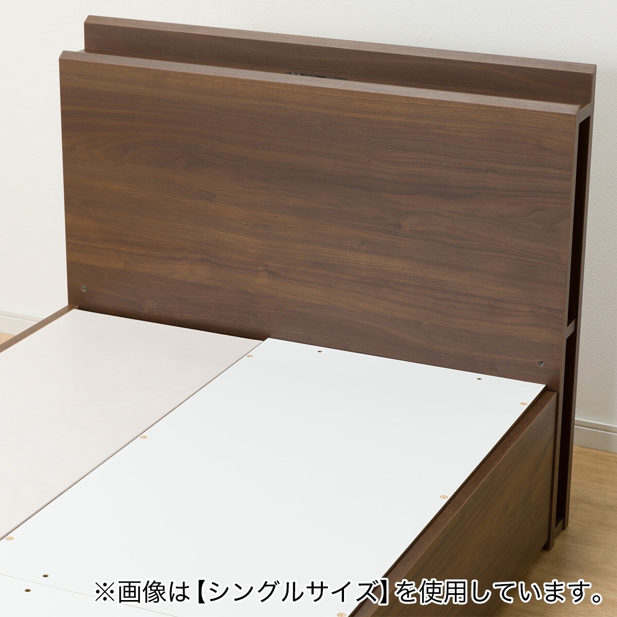 ダブル 棚・サイド収納付きベッドフレーム(NS-003 深型/床板 MBR