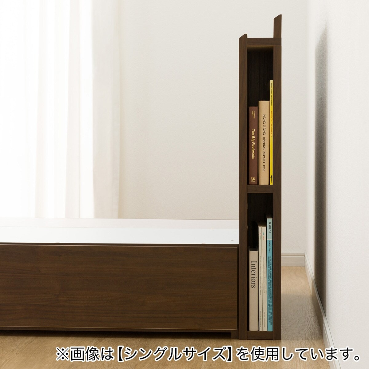 クイーン 棚・サイド収納付きベッドフレーム(NS-003 浅型/床板