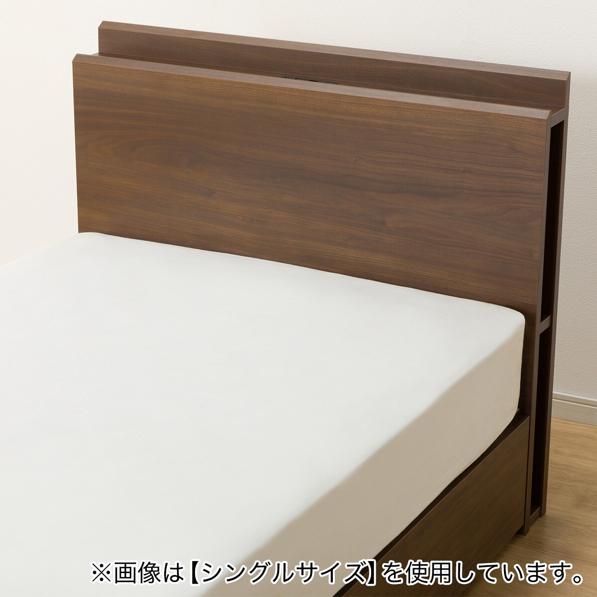 クイーン 棚・サイド収納付きベッドフレーム(NS-003 浅型/すのこ MBR