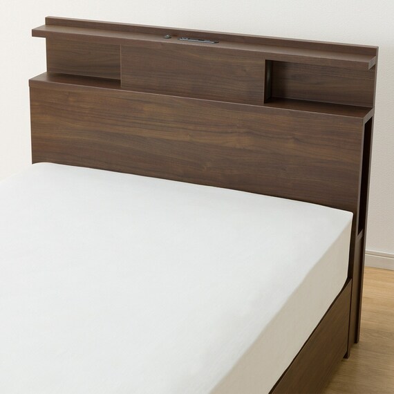 シングル 棚・照明・サイド収納付きベッドフレーム(NS-004 浅型/床板 MBR) 8枚目画像