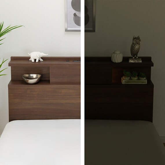 シングル 棚・照明・サイド収納付きベッドフレーム(NS-004 浅型/床板 MBR) 12枚目画像