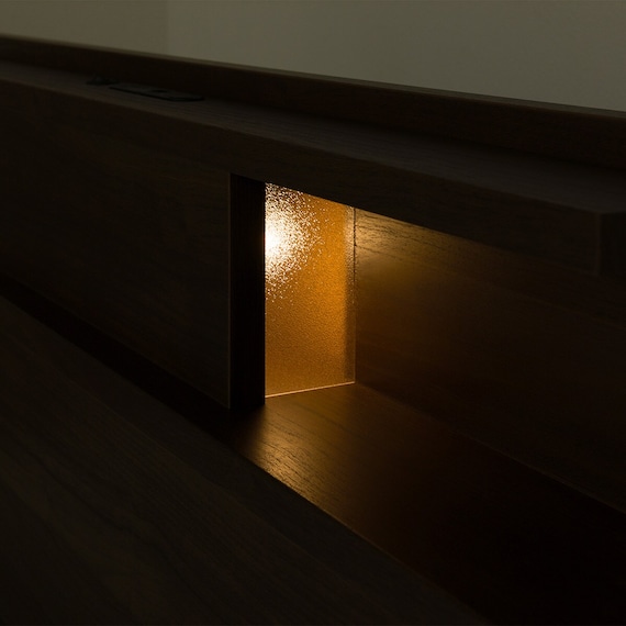 シングル 棚・照明・サイド収納付きベッドフレーム(NS-004 浅型/床板 MBR) 14枚目画像