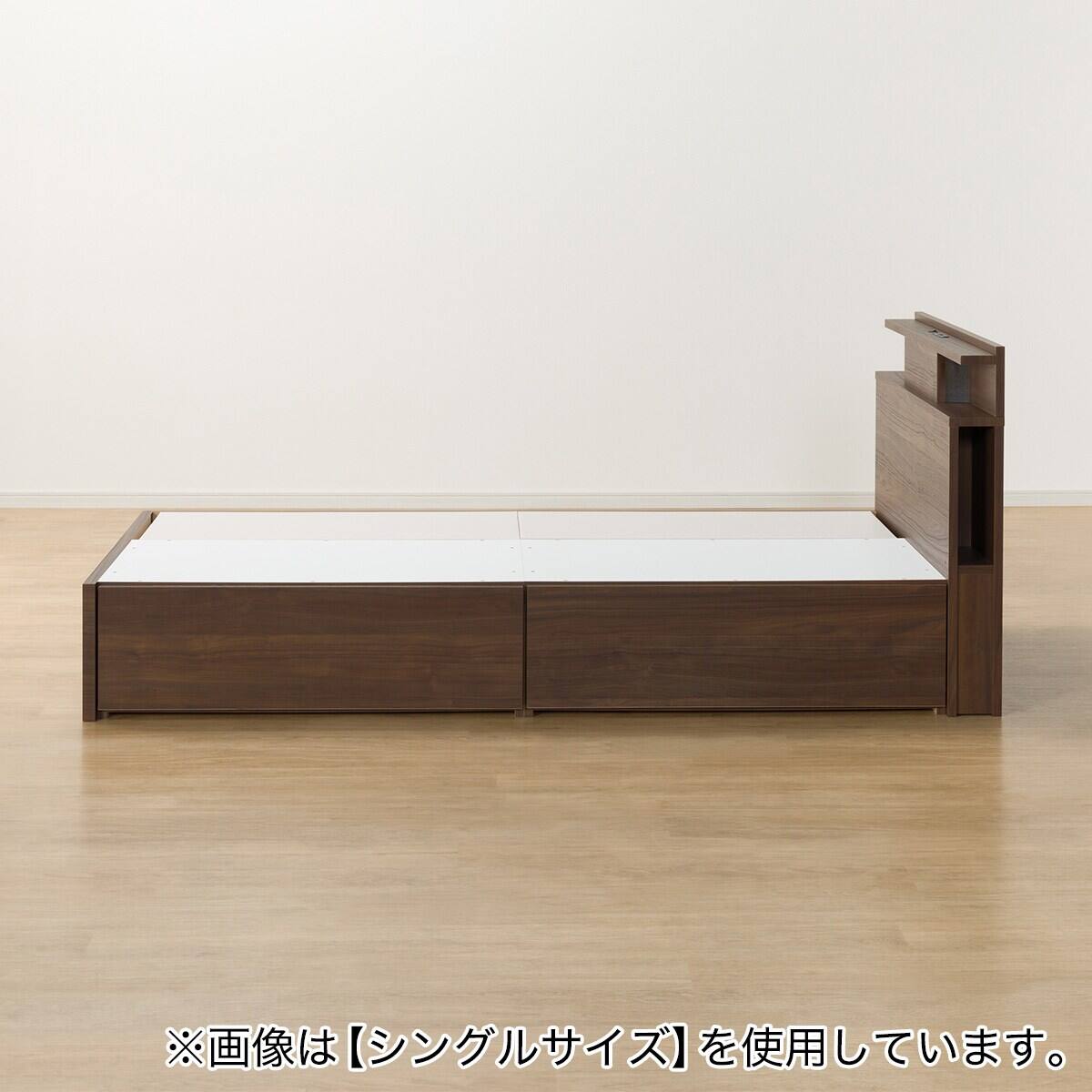 1／15まで、収納付き、セミダブルベッドフレーム 収納付きベッドフレーム セミダブル 棚・サイド収納・ライト付きタイプ