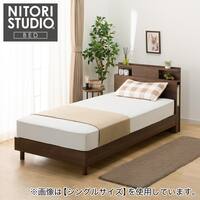 ダブル 棚・照明・サイド収納付きベッドフレーム(NS-004 LEG/LOW すのこ MBR)