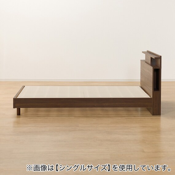 ダブル 棚・照明・サイド収納付きベッドフレーム(NS-004 LEG/LOW すのこ MBR) 19枚目画像