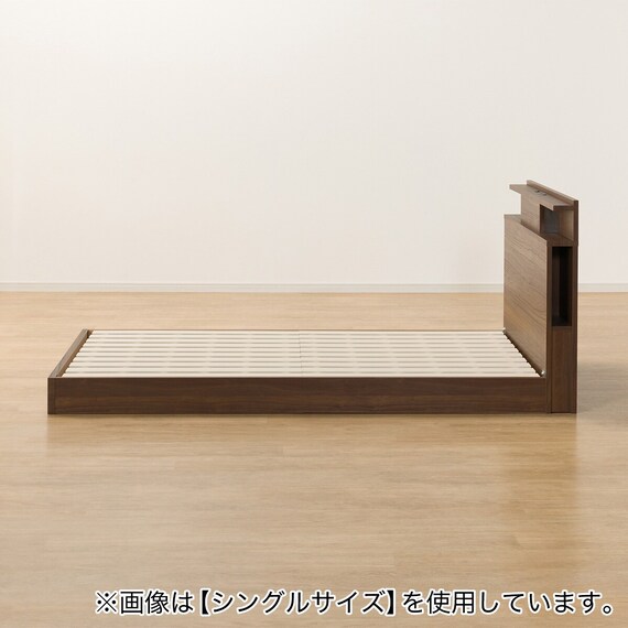 ダブル 棚・照明・サイド収納付きベッドフレーム(NS-004 LEG/LOW すのこ MBR) 20枚目画像