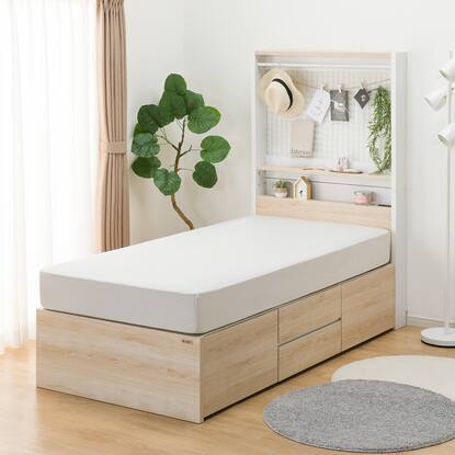 シングル パネル棚付きチェストベッドフレーム(BKL WH)通販 | ニトリ  