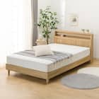 セミダブル アンティーク調 棚付きベッドフレーム(PEL Lキャビ NA) 1枚目画像