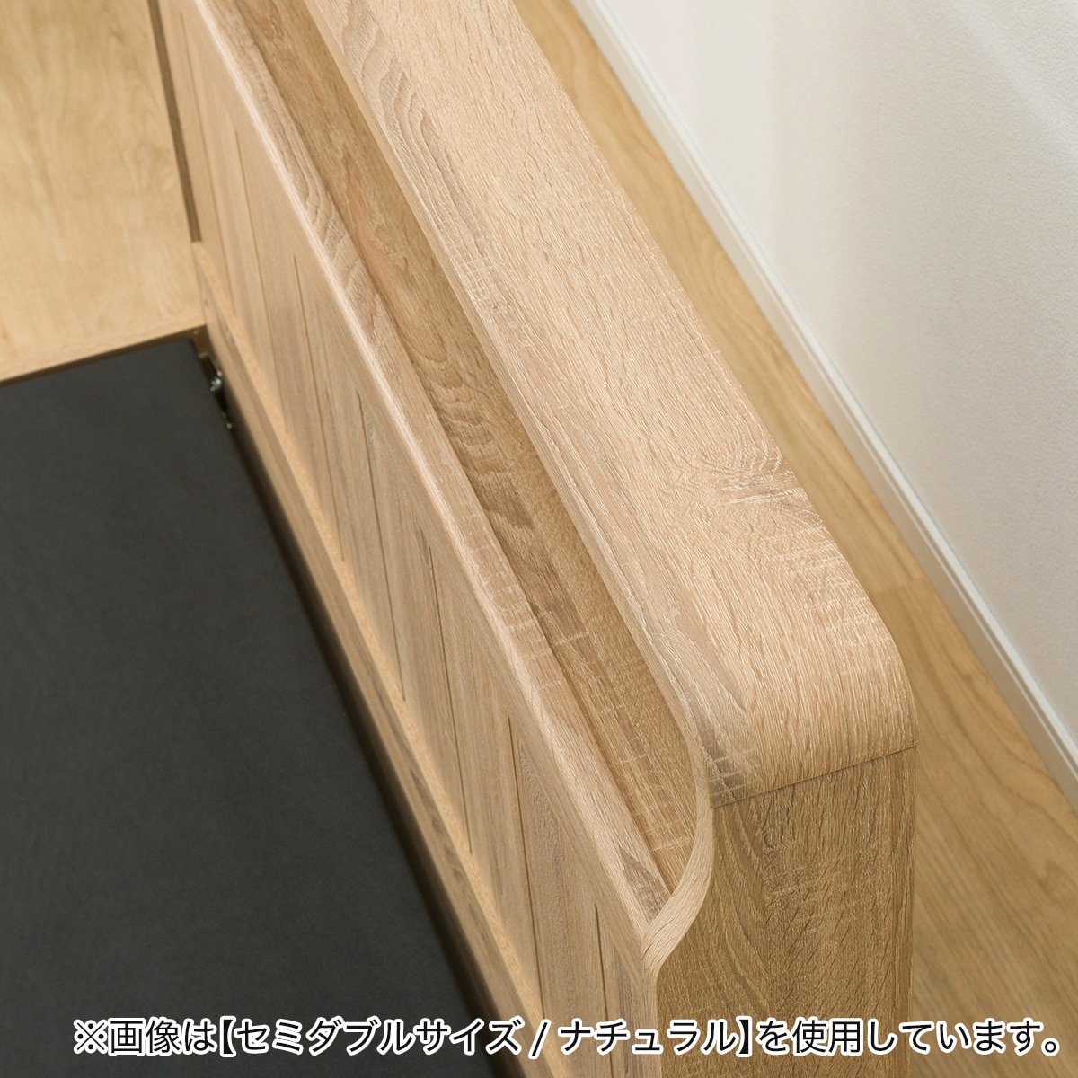 ダブル アンティーク調 棚付きベッドフレーム(PEL Lキャビ NA