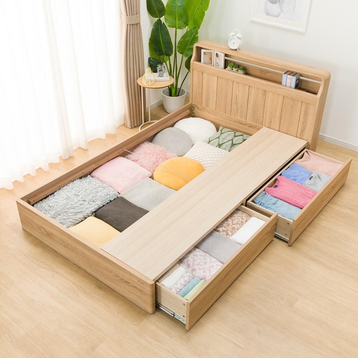 ニトリ 2019年製 ダブルベッドフレーム 大塚家具 ダブルマットレス 付き