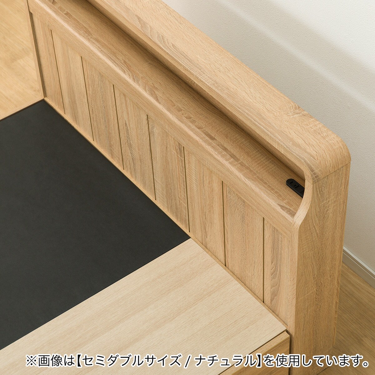 ダブル アンティーク調 棚付きベッドフレーム(引き出し付き PEL L