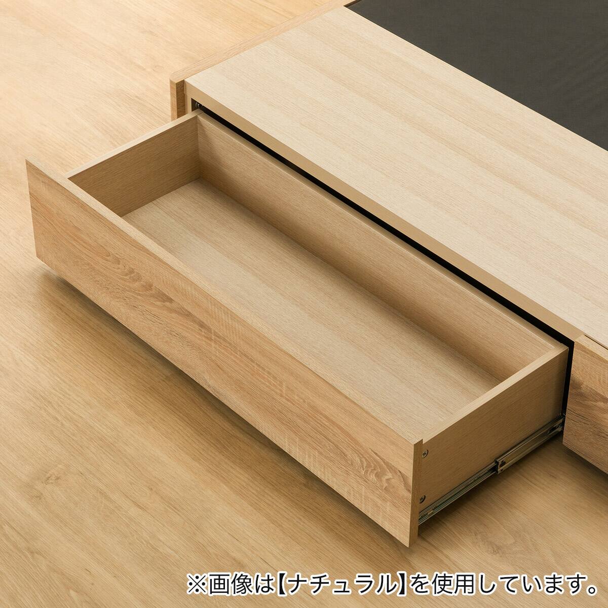 ダブル アンティーク調 棚付きベッドフレーム(引き出し付き PEL L