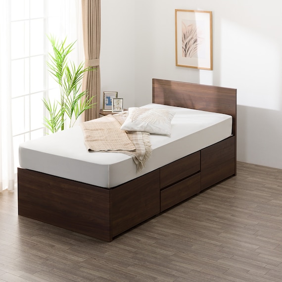 【大容量収納付き】チェストベッドフレーム シングル (N-ジオF-DP 40O-S すのこ MBR) 12枚目画像