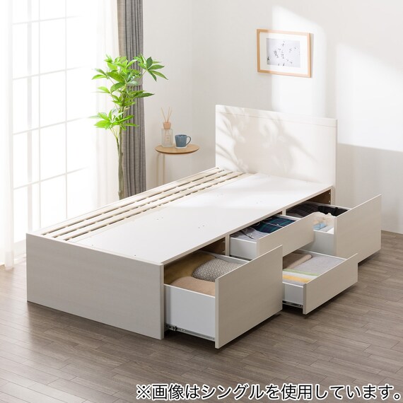 【大容量収納付き】ダブルチェストベッド + マットレスセット (N-ジオF-DP 40O-S すのこ WW/U1-03 EM) 12枚目画像