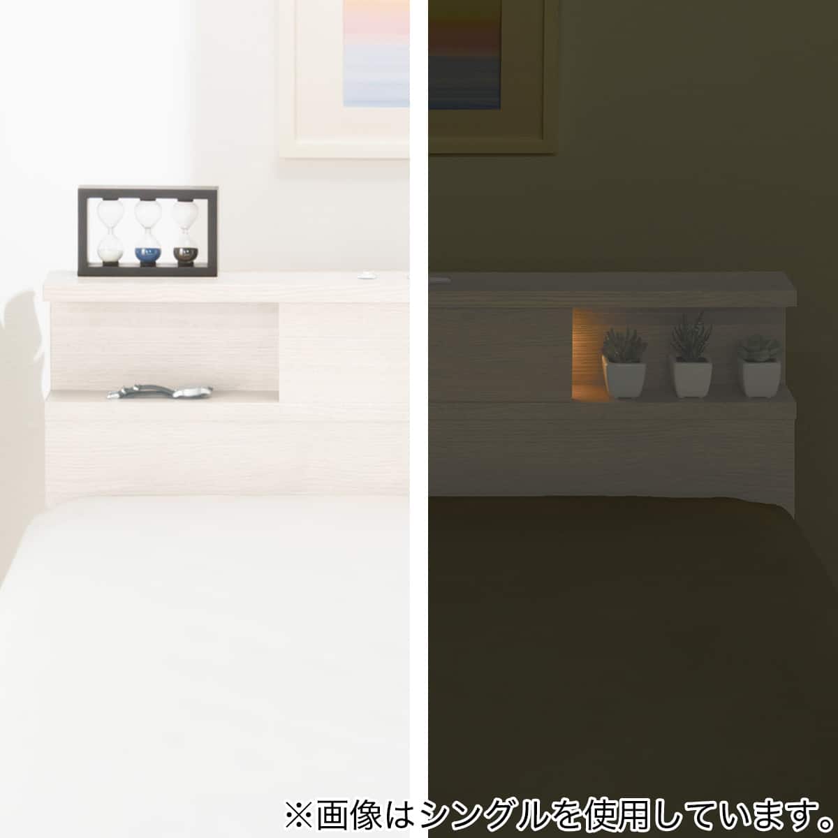 大容量収納×棚・コンセント・ライト付き】チェストベッドフレーム