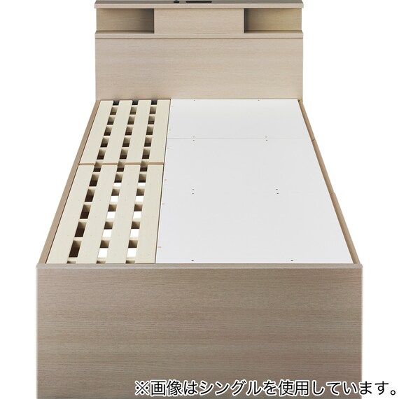 【大容量収納×棚・コンセント・ライト付き】チェストベッドフレーム セミダブル (N-ジオC-DP 40O-S すのこ GW) 17枚目画像