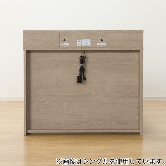 【大容量収納×棚・コンセント・ライト付き】チェストベッドフレーム セミダブル (N-ジオC-DP 40O-S すのこ GW) 19枚目画像