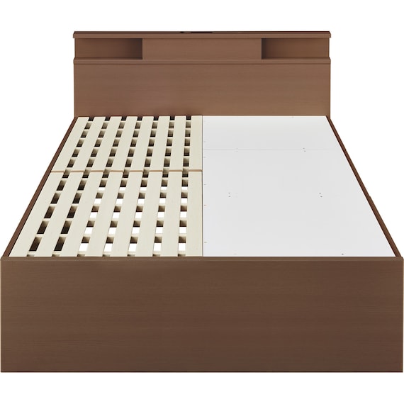 【大容量収納×棚・コンセント・ライト付き】チェストベッドフレーム ダブル (N-ジオC-DP 40O-S すのこ MBR) 15枚目画像