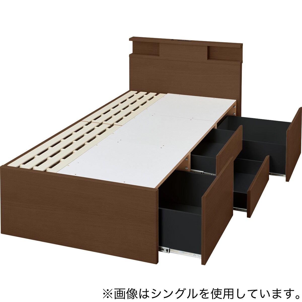 大容量収納×棚・コンセント・ライト付き】すのこチェストベッド