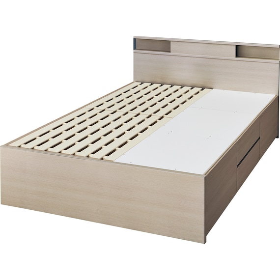 【大容量収納×棚・コンセント・ライト付き】ダブルチェストベッドフレーム (N-ジオC-DP 40O-S すのこ GW) 16枚目画像