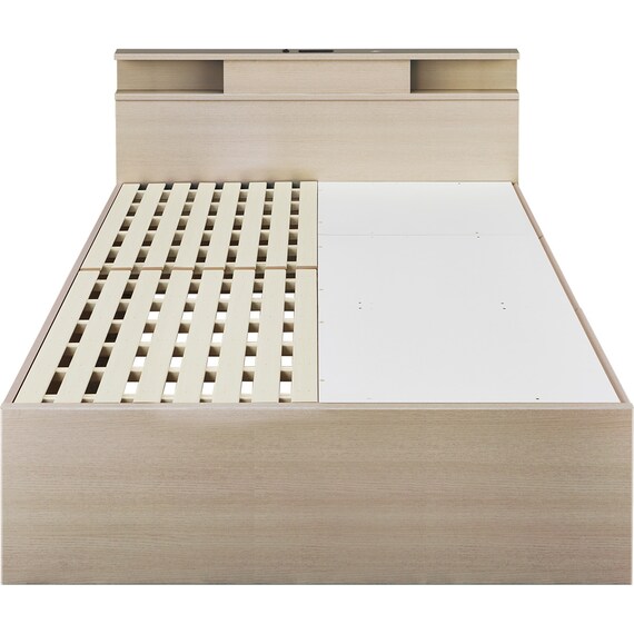 【大容量収納×棚・コンセント・ライト付き】ダブルチェストベッドフレーム (N-ジオC-DP 40O-S すのこ GW) 17枚目画像