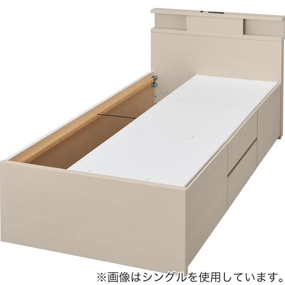 【大容量収納×棚・コンセント・ライト付き】ダブルチェストベッドフレーム (N-ジオC-DP 40O-S すのこ GW) 19枚目画像