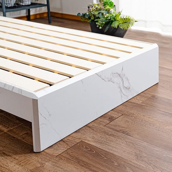 棚・照明付きベッドフレーム(大理石調 S WH) 12枚目画像