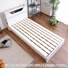 棚・照明付きベッドフレーム(大理石調 SD WH) 3枚目画像