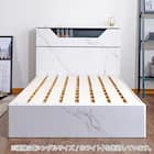 棚・照明付きベッドフレーム(大理石調 SD WH) 4枚目画像